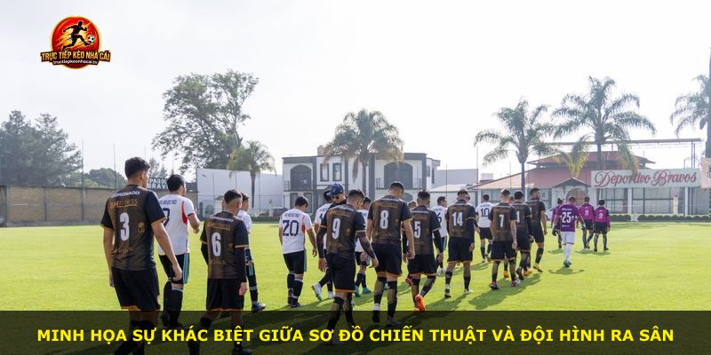 Minh họa sự khác biệt giữa sơ đồ chiến thuật và đội hình ra sân